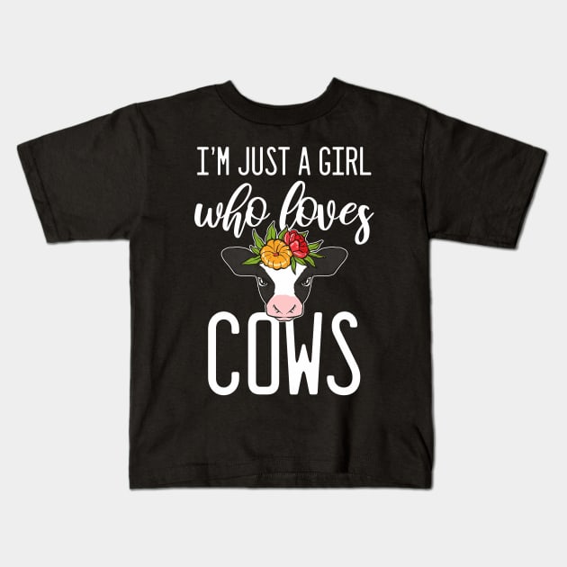 Cow Farmer Girl Animal Kids T-Shirt by Tatjana  Horvatić